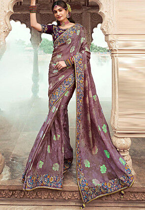 Woven Art Silk Saree in Purple