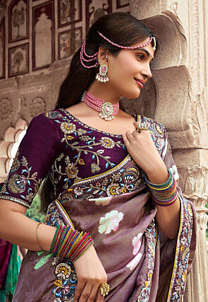 Woven Art Silk Saree in Purple