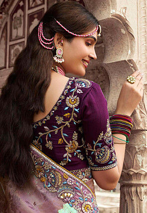 Woven Art Silk Saree in Purple