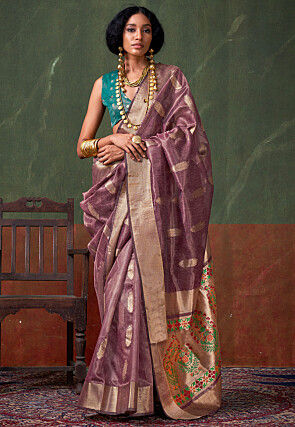Woven Art Silk Saree in Purple
