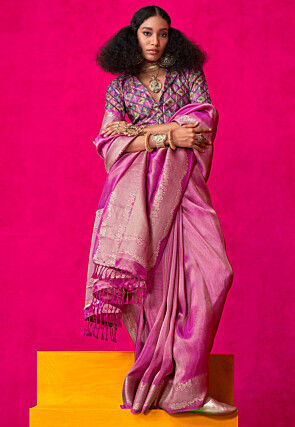 Woven Art Silk Saree in Purple