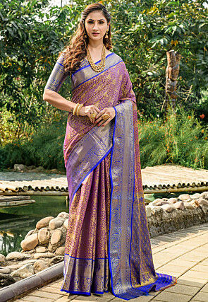 Woven Art Silk Saree in Purple