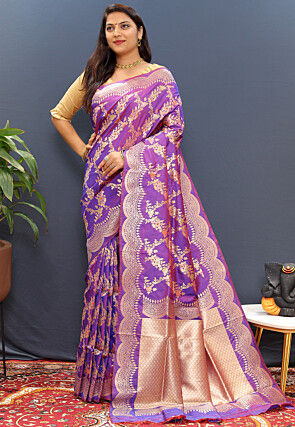 Woven Art Silk Saree in Purple