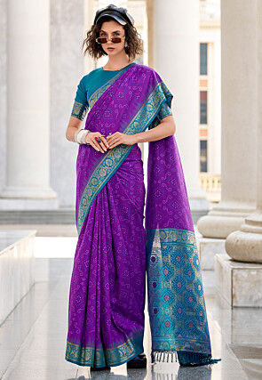Woven Art Silk Saree in Purple