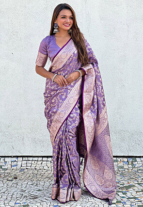 Woven Art Silk Saree in Purple