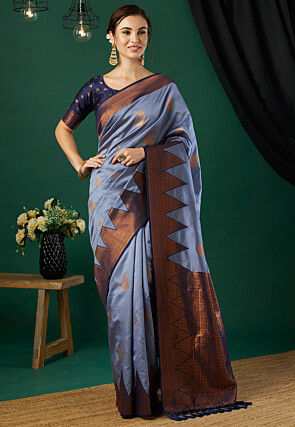 Woven Art Silk Saree in Purple