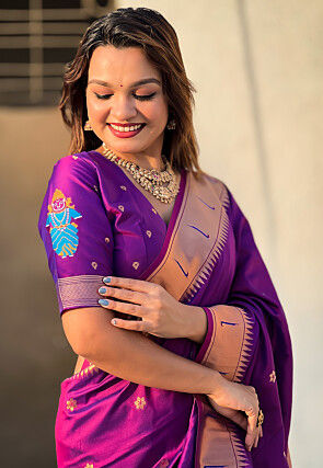 Woven Art Silk Saree in Purple