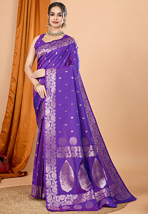 Woven Art Silk Saree in Purple