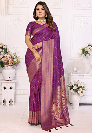 Woven Art Silk Saree in Purple
