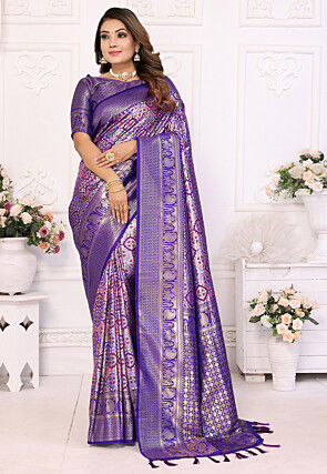 Woven Art Silk Saree in Purple