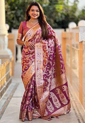 Woven Art Silk Saree in Purple