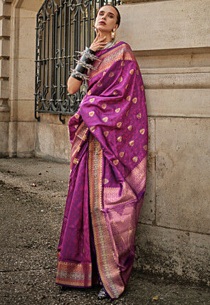 Woven Art Silk Saree in Purple