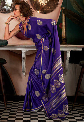 Woven Art Silk Saree in Purple