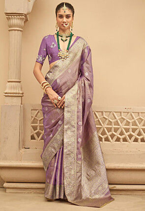 Woven Art Silk Saree in Purple