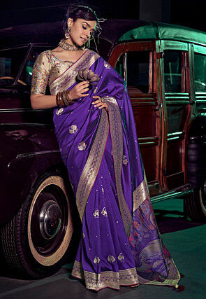 Woven Art Silk Saree in Purple