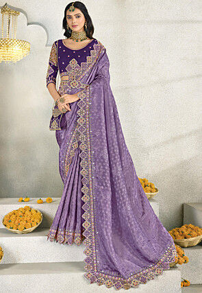 Woven Art Silk Jacquard Saree in Purple