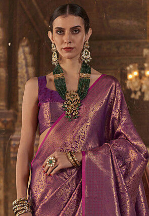 Woven Art Silk Saree in Purple