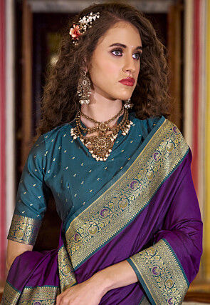 Woven Art Silk Saree in Purple