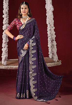 Woven Art Silk Saree in Purple