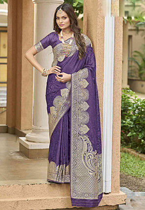 Woven Art Silk Saree in Purple