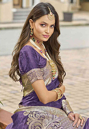 Woven Art Silk Saree in Purple