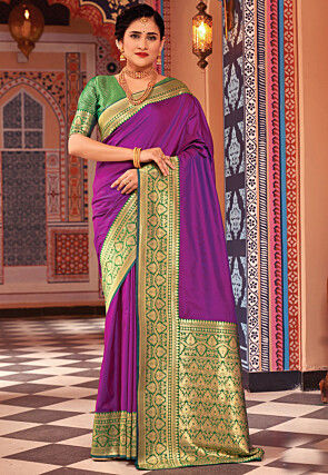 Woven Art Silk Saree in Purple