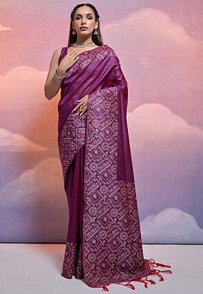 Woven Art Silk Saree in Purple