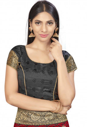 Woven Art Silk Saree in Red and Black