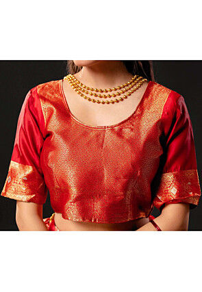 Woven Art Silk Saree in Red
