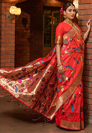 Paithani Silk Saree in Orange