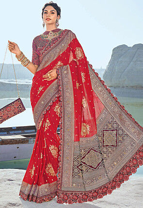 Red wedding saree top