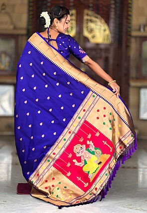 Woven Art Silk Saree in Royal Blue