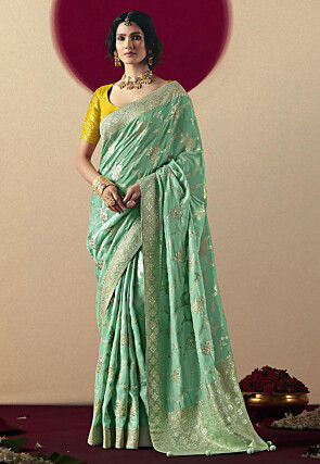 Woven Art Silk Saree in Sea Green