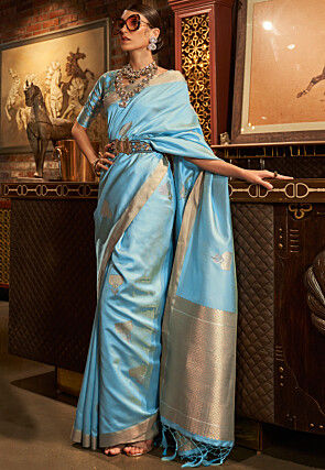 Blue Indian Sari Fabric