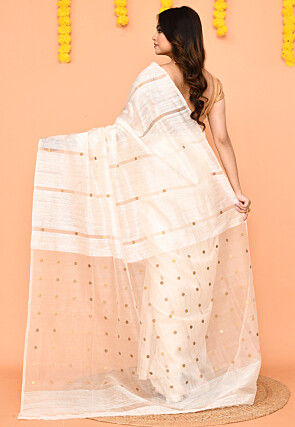 Woven Art Silk Saree in White