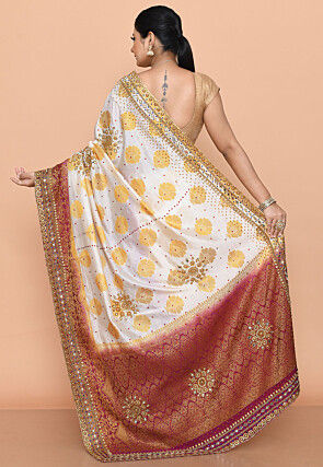 Woven Art Silk Saree in White