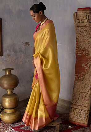 Woven Art Silk Saree in Yellow