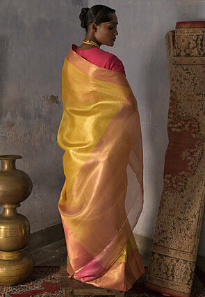 Woven Art Silk Saree in Yellow