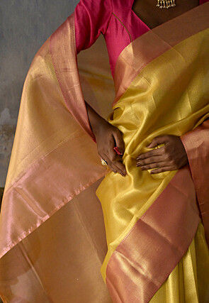 Woven Art Silk Saree in Yellow