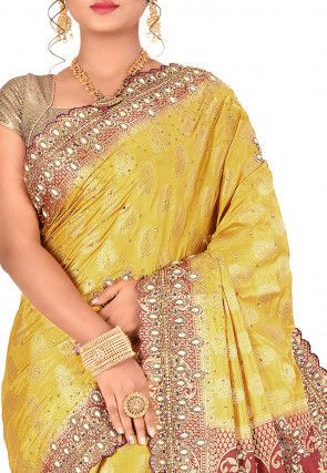 Woven Art Silk Saree in Yellow