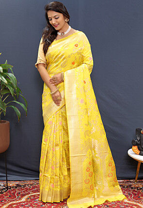 Page 45  Yellow Sarees: Buy Latest Indian Designer Yellow Sarees Online -  Utsav Fashion