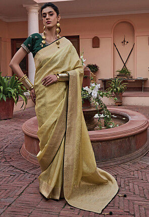 Woven Art Silk Saree in Yellow