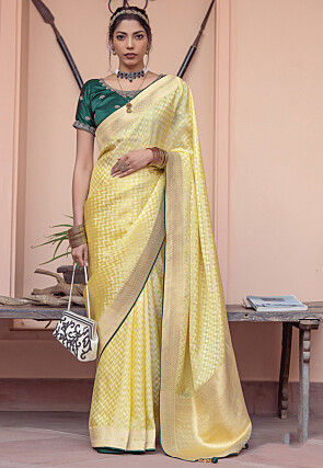 Woven Art Silk Saree in Yellow