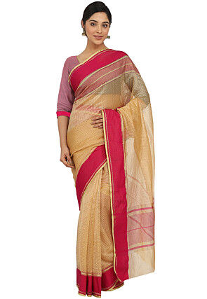 Woven Art Silk Saree in Yellow
