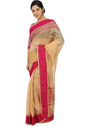 Woven Art Silk Saree in Yellow