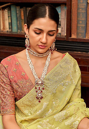 Woven Art Silk Saree in Yellow