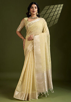 Woven Art Silk Saree in Yellow
