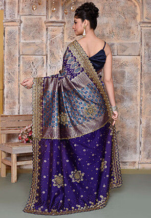 Woven Art Silk Scalloped Saree in Purple