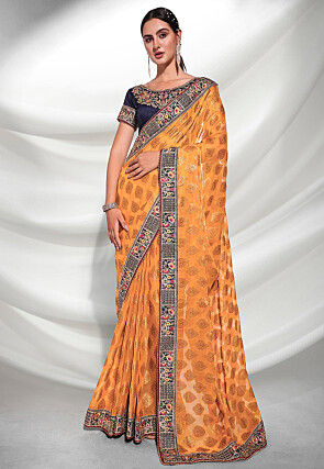 Woven Art Viscose Silk Saree in Mustard