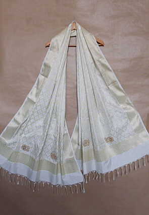 Woven Banarasi Silk dupatta in Off White